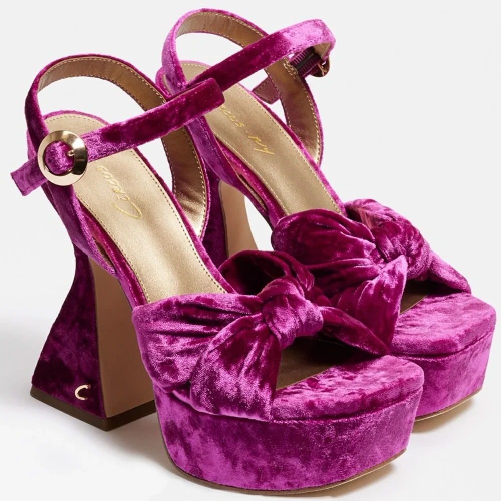 Circus by Sam Edelman Magenta Velvet Bow Platform Sandals